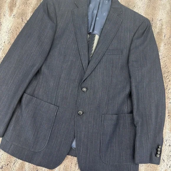 John Varvatos USA Luxe Mens 40S Blue Knit Denim Two Button Sport Coat Blazer